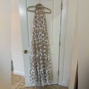 Altar'd State Tan and White Floral Maxi Dress